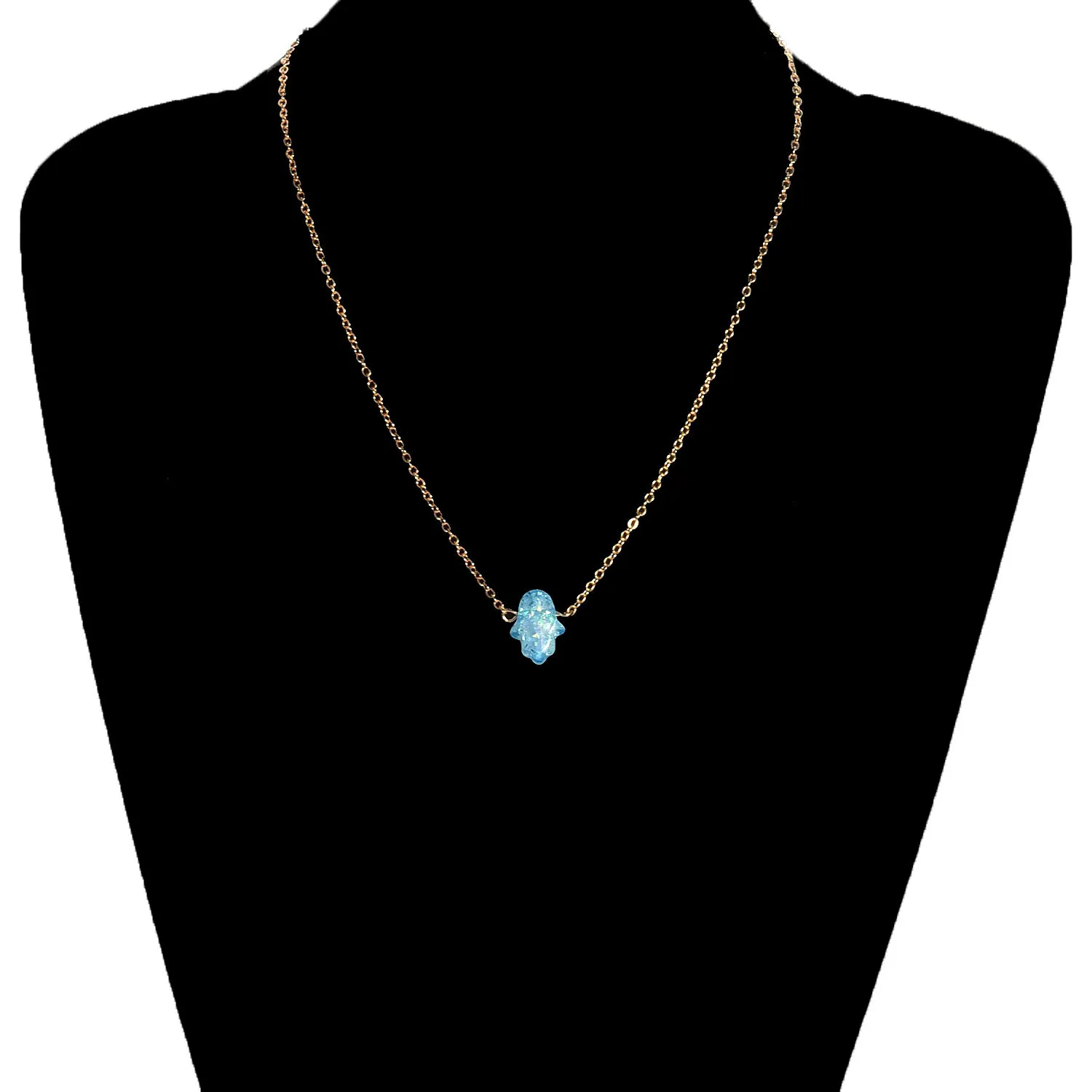 Цепочка с подвеской в форме ладони опалом XL1074 | Украшения и аксессуары