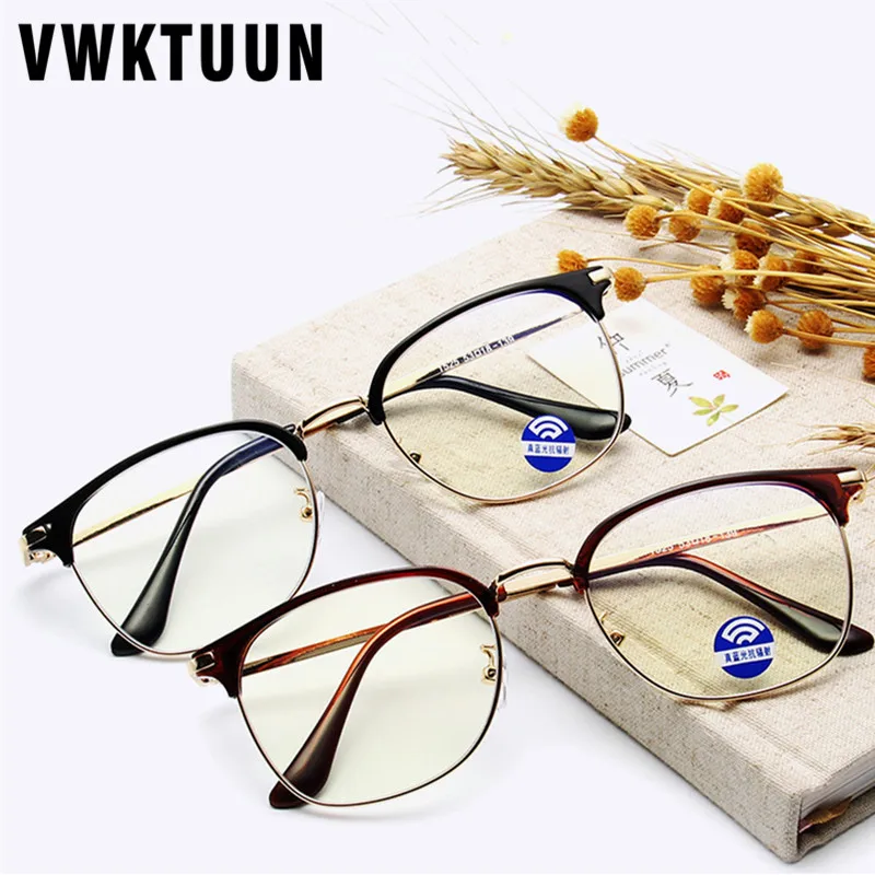 

VWKTUUN полуоправа для бровей квадратная оправа для очков для женщин синий светильник оправа для очков TR оправа для оптических очков