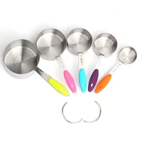 silicone insulated stainless steel five piece set cake baking measuring cup colorful measuring cup kitchen tool set accessories