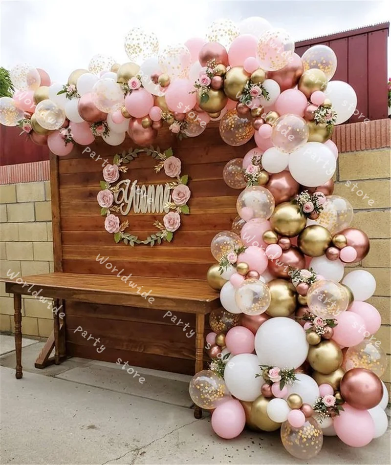 

Металлическое конфетти «розовое золото» латексные воздушные шары, 152 шт., розовый шар, арка, комплект гирлянды, День Святого Валентина, свадь...