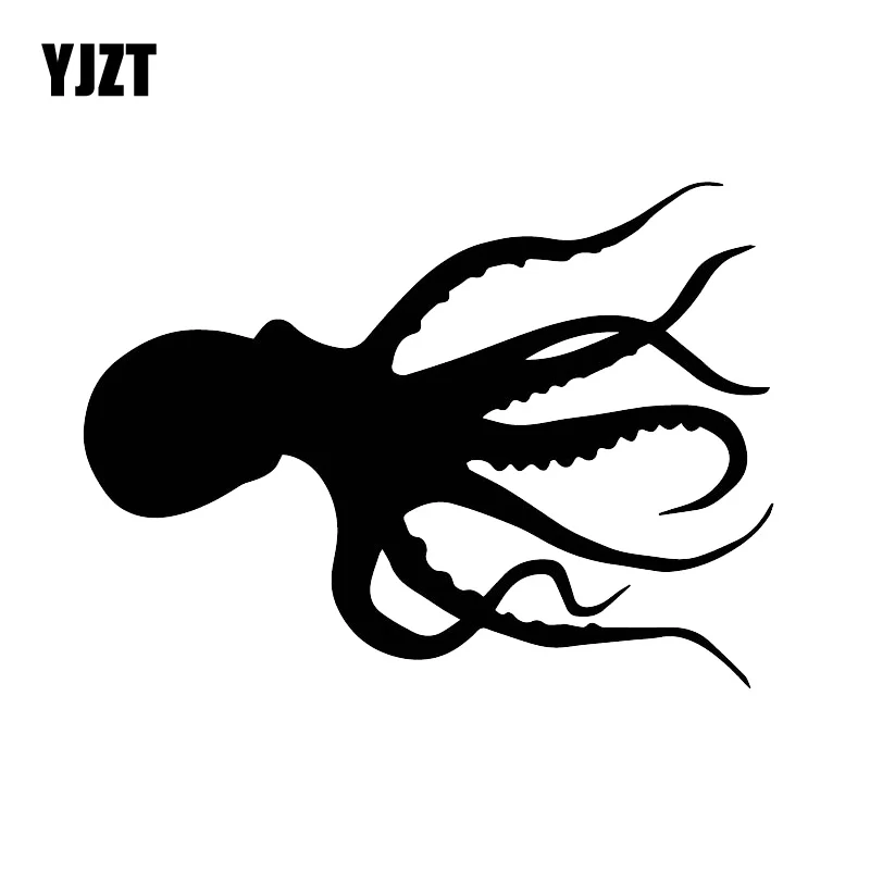 

YJZT, 11 см * 15,1 см, украшение для семейного автомобиля, веселая наклейка на автомобиль осьминог, виниловая черная/Серебряная Фотография