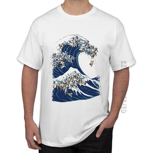 Мужская футболка из 100% хлопка с надписью The Great Wave of Pug