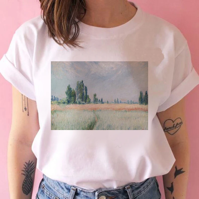 

Charm oil painting printed t shirt women 90s Graphic T-shirt Harajuku Tops Tee Cute Short Sleeve animal tshirt Female Tshirts
