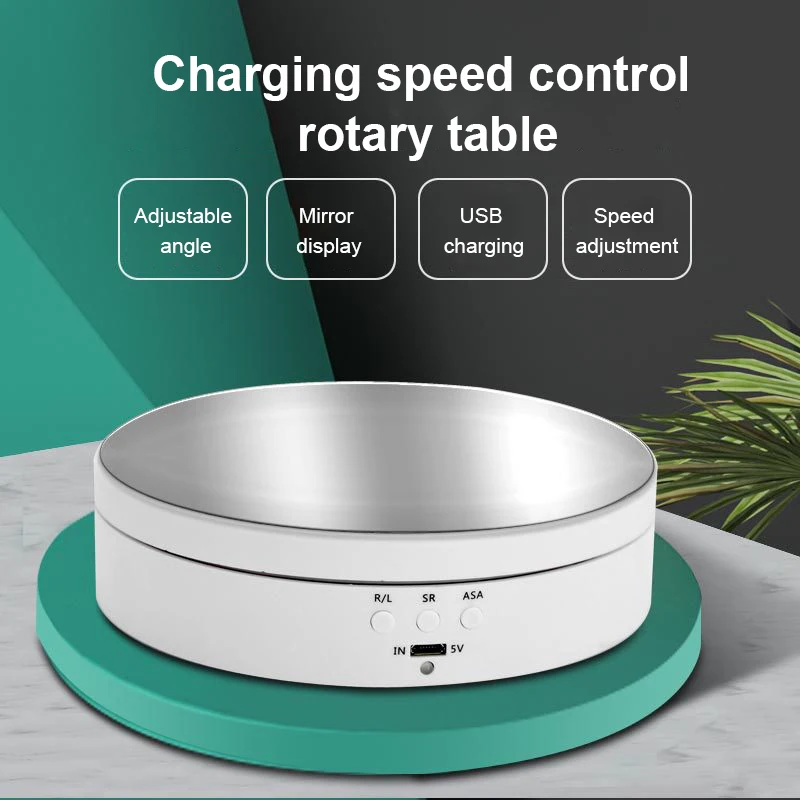 

3 Speeds Electric Rotating Display Stand Mirror 360 Degree Turntable Jewelry Holder Battery for Photography Video Shooting Props