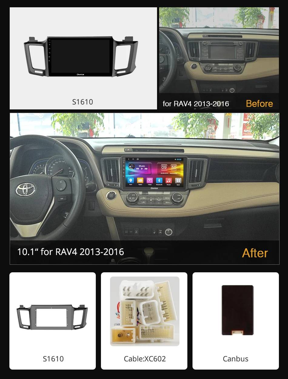 Автомобильный мультимедийный DVD плеер Ownice k3 k5 k6 Android 9 0 10 1 дюймов для toyota RAV4 2013 ~ 2016