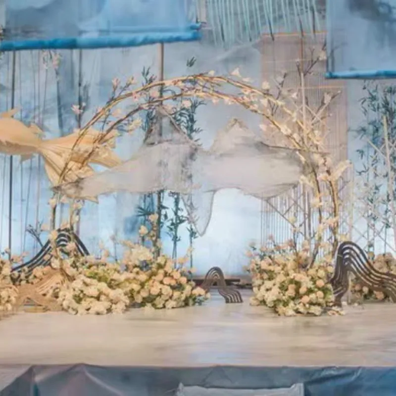 Свадебный фон для фотосъемки с круглым кольцом и арочной рамкой сценические