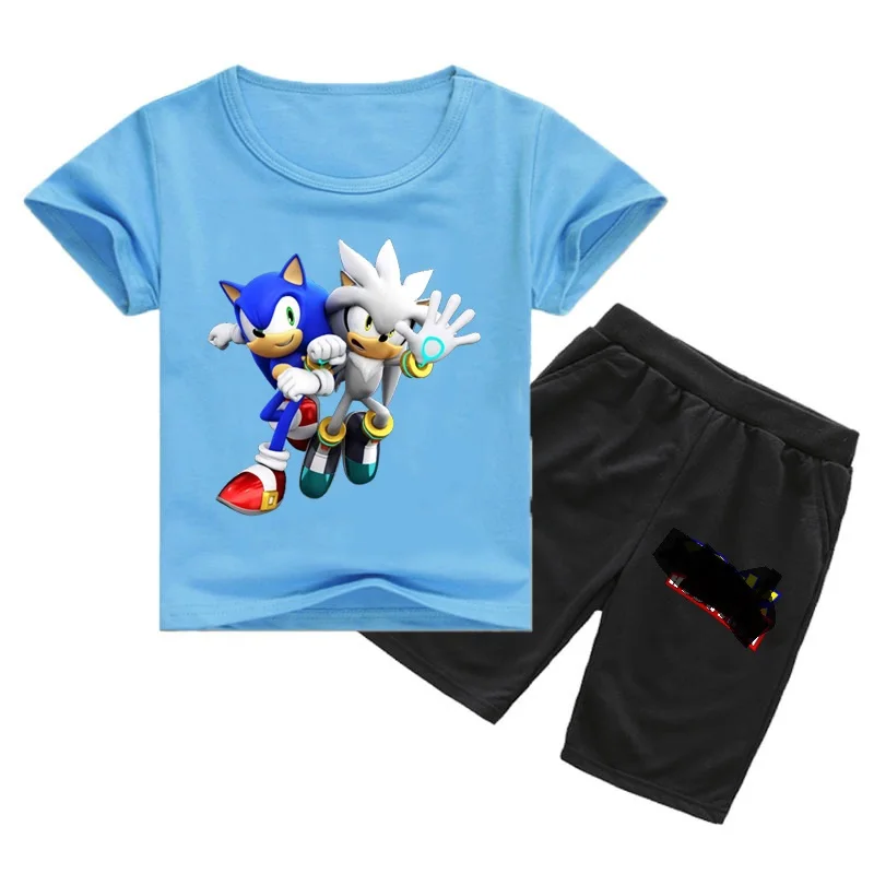 

summmer boys girl set cartoon hot stamping printing jeans children's clothing set 5012 5013