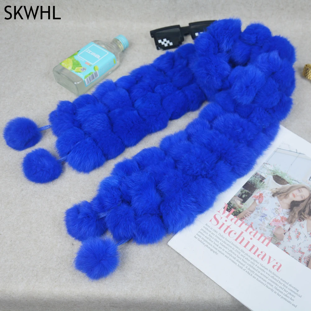 

New Women Natural Real Rabbit Fur Scarf Winter Warm Rabbit Fur Neckerchief Lady Real Rabbit Fur Ring Scarves Wholesale Retail