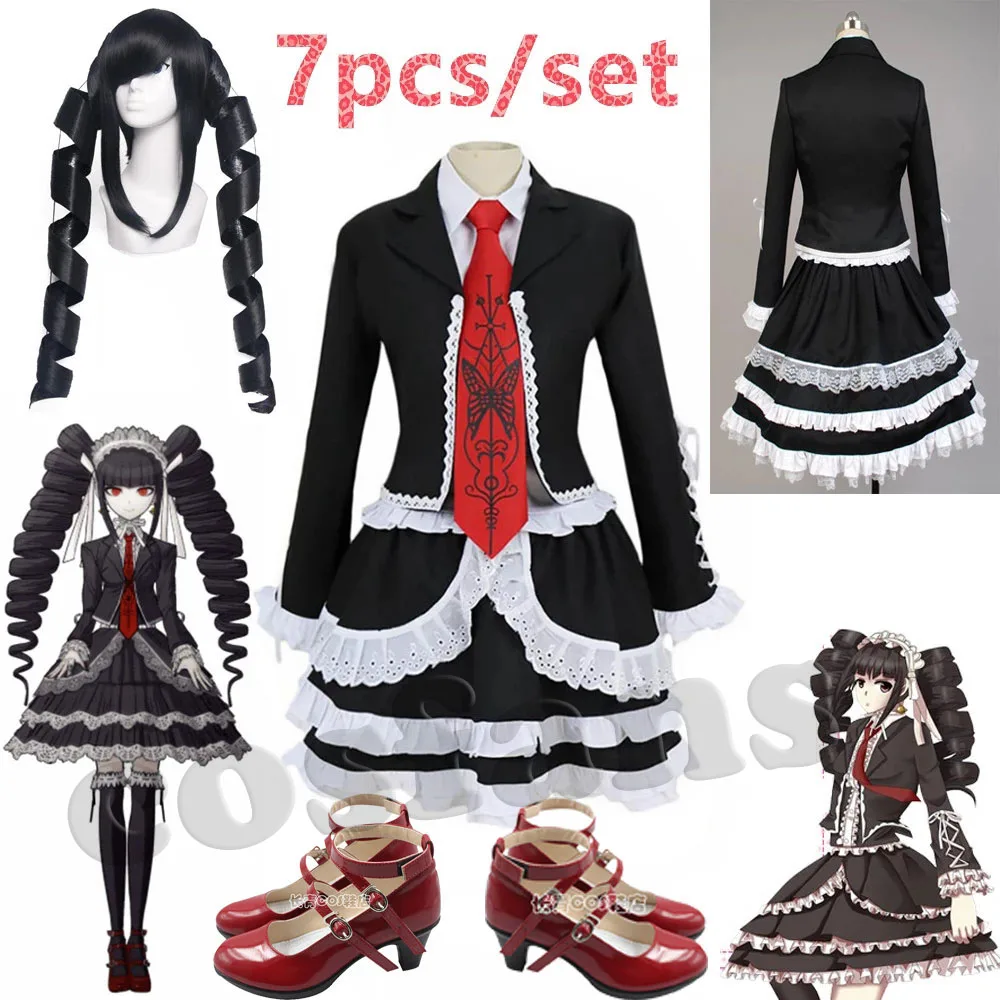 

7pcs/set Danganronpa Dangan Ronpa Celestia Ludenberg Cosplay Costume Custom Made Dangan Halloween Party Fancy Dress Free Ship