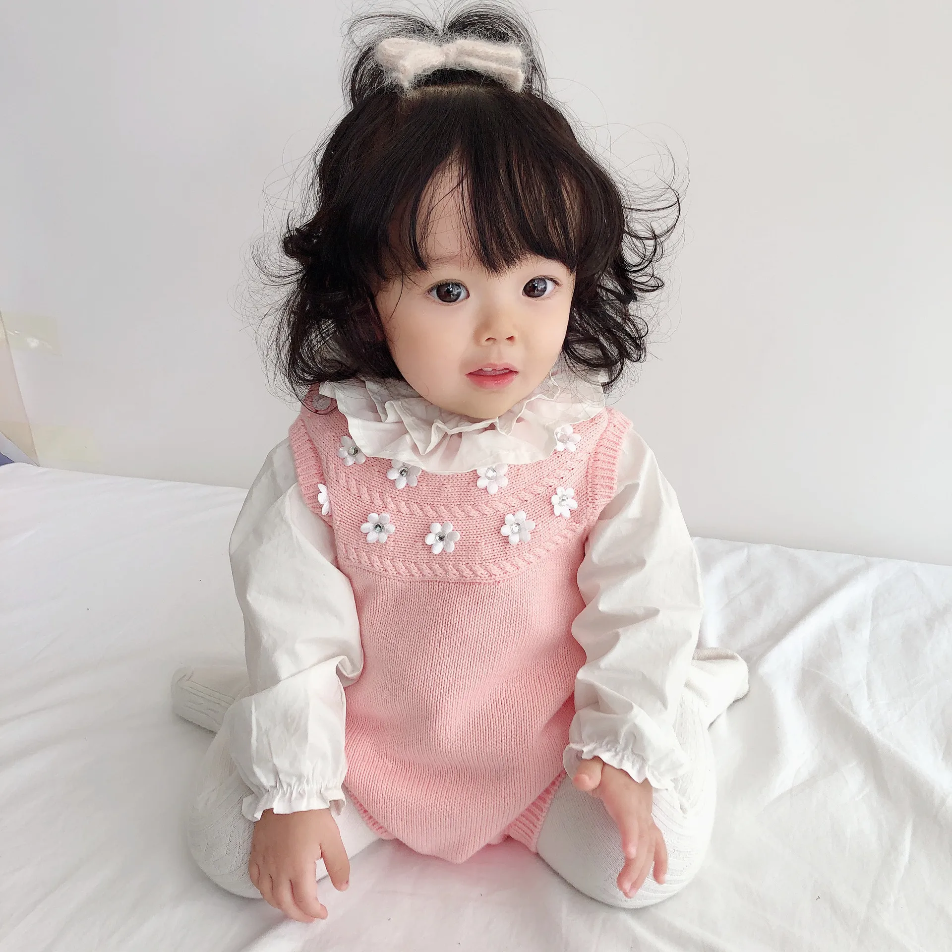 Свитер для маленьких девочек Весенняя вязаная одежда из чистого хлопка Детский