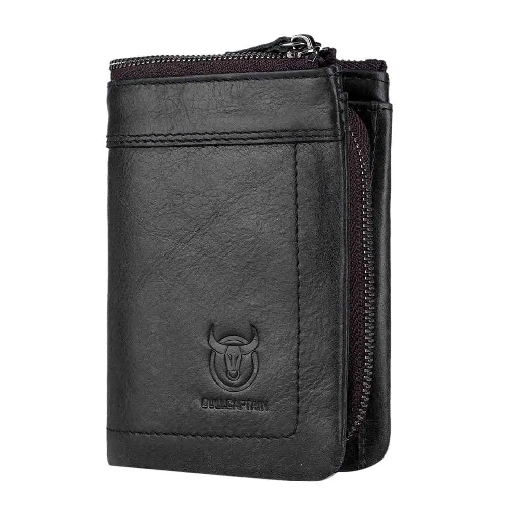 Black 03 BULLCAPTAIN мужской кошелек из воловьей кожи, кошелек для монет, сумка для мужчин, брендовый дизайнерский клатч, кожаная сумка для денег, держатель для карт, мужские кошельки, кошелек, Новинка - Цвет: Black 03