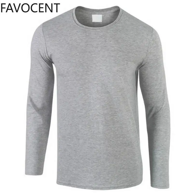 Новинка 100% Мужская хлопчатобумажная футболка с длинными рукавами высокого
