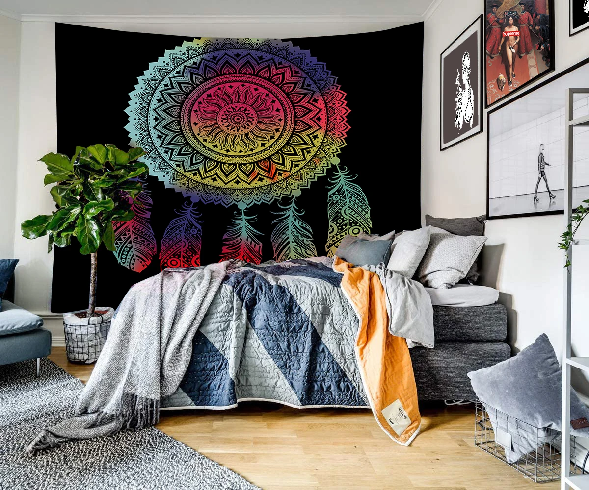 Домашний гобелен в стиле Хэллоуина настенный декоративный богемном с черепом и