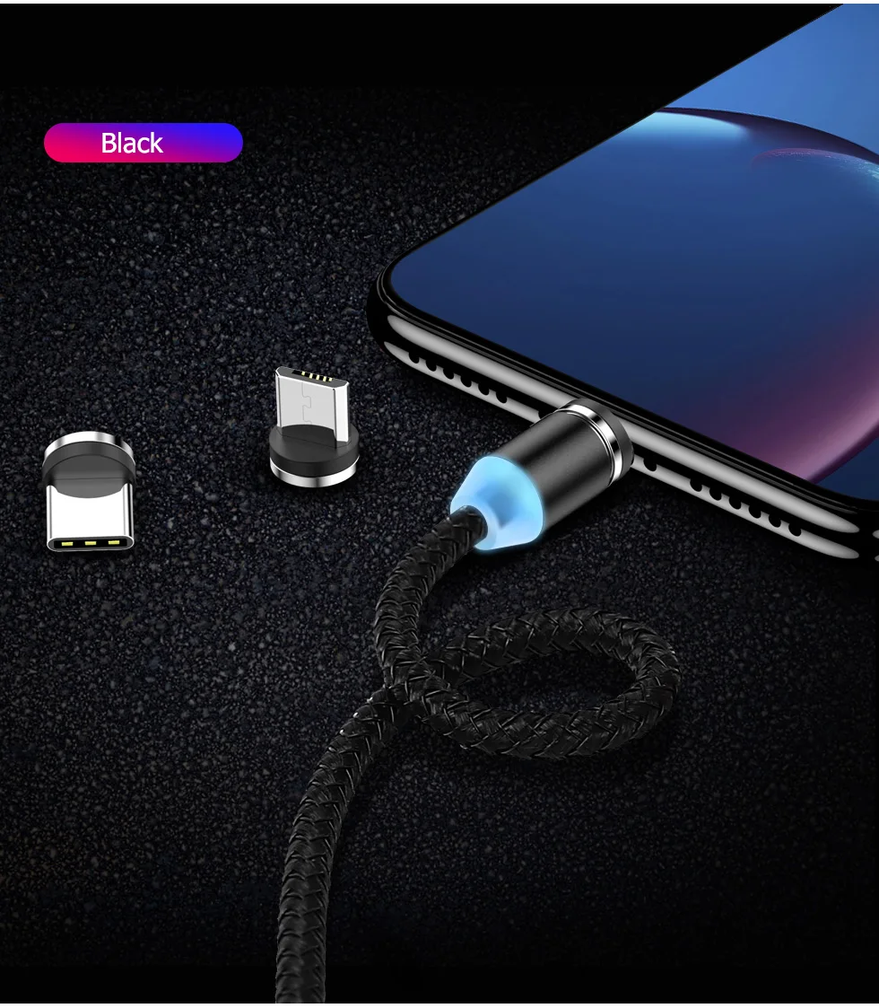 Магнитный Micro usb type-C кабель для iPhone 11 Pro XS Max 7 8 Plus samsung Android 3A кабель для быстрой зарядки и передачи данных 2 м USBC type C зарядное устройство