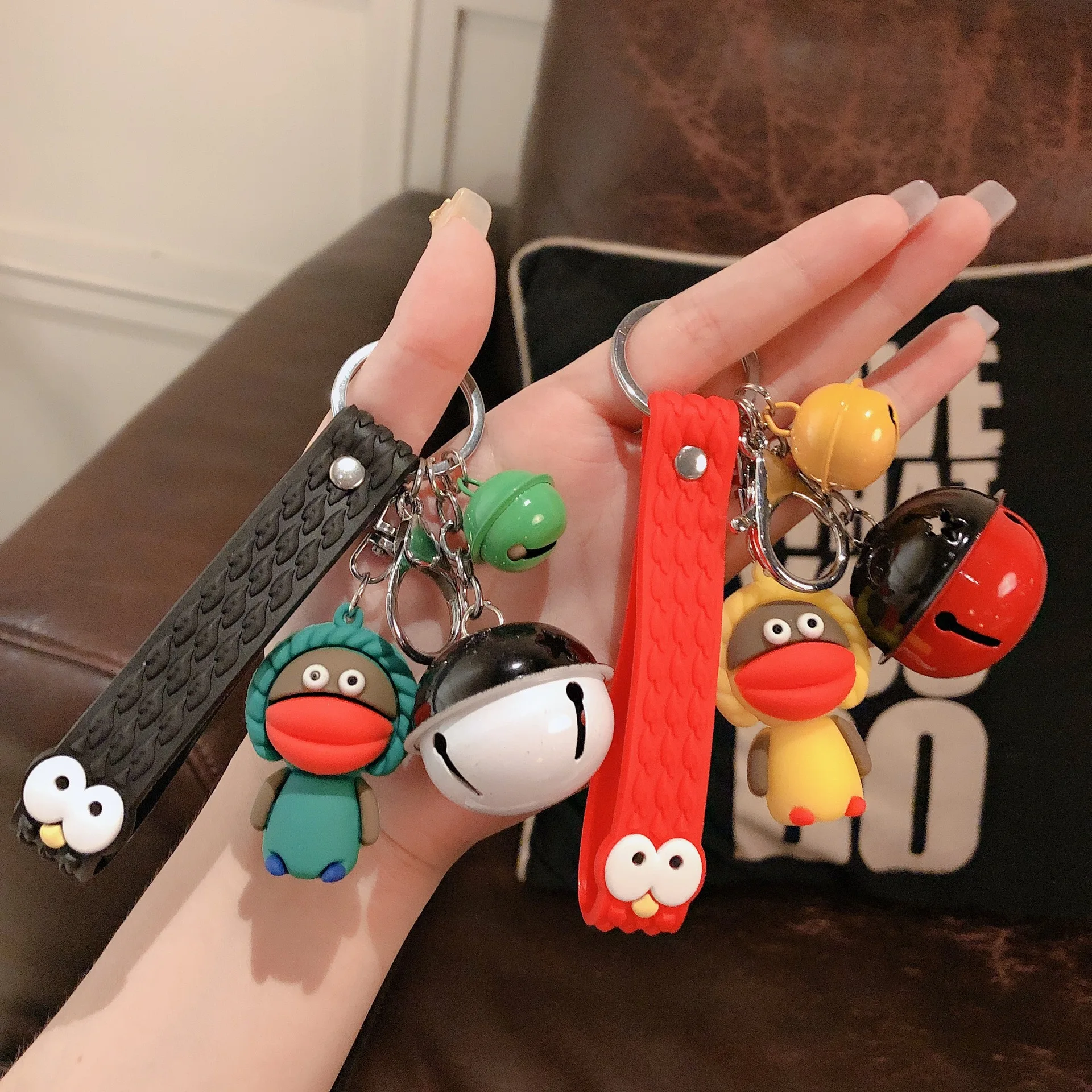 

Cute Creative Animal Doll Keychains Cartoon Big Mouth Frog Monkey Dinosaur Car Key Chains Pendant Women Bag Charm Key Rings 2020