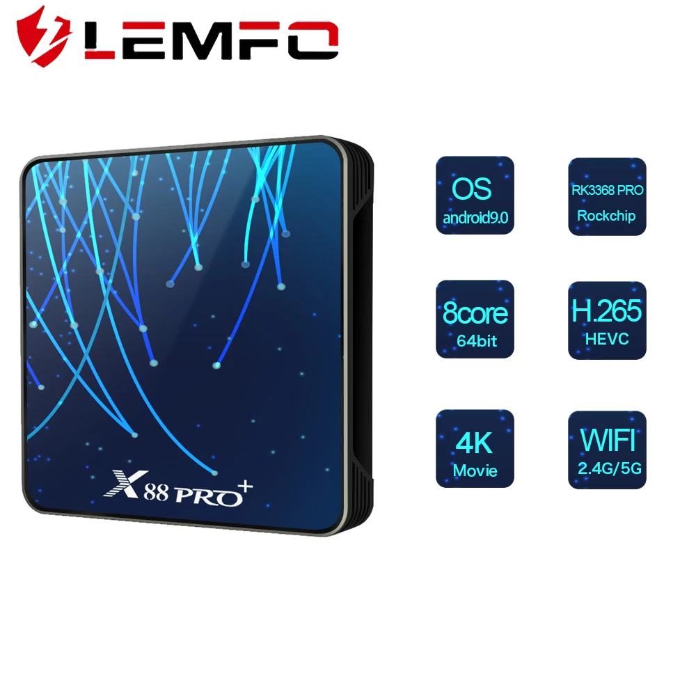 ТВ приставка LEMFO 2020 Android 9 0 RK3368 новейший 2 4G/5G Wi Fi HDMI2.0a 4 Гб ОЗУ 64 ПЗУ Google Youtube