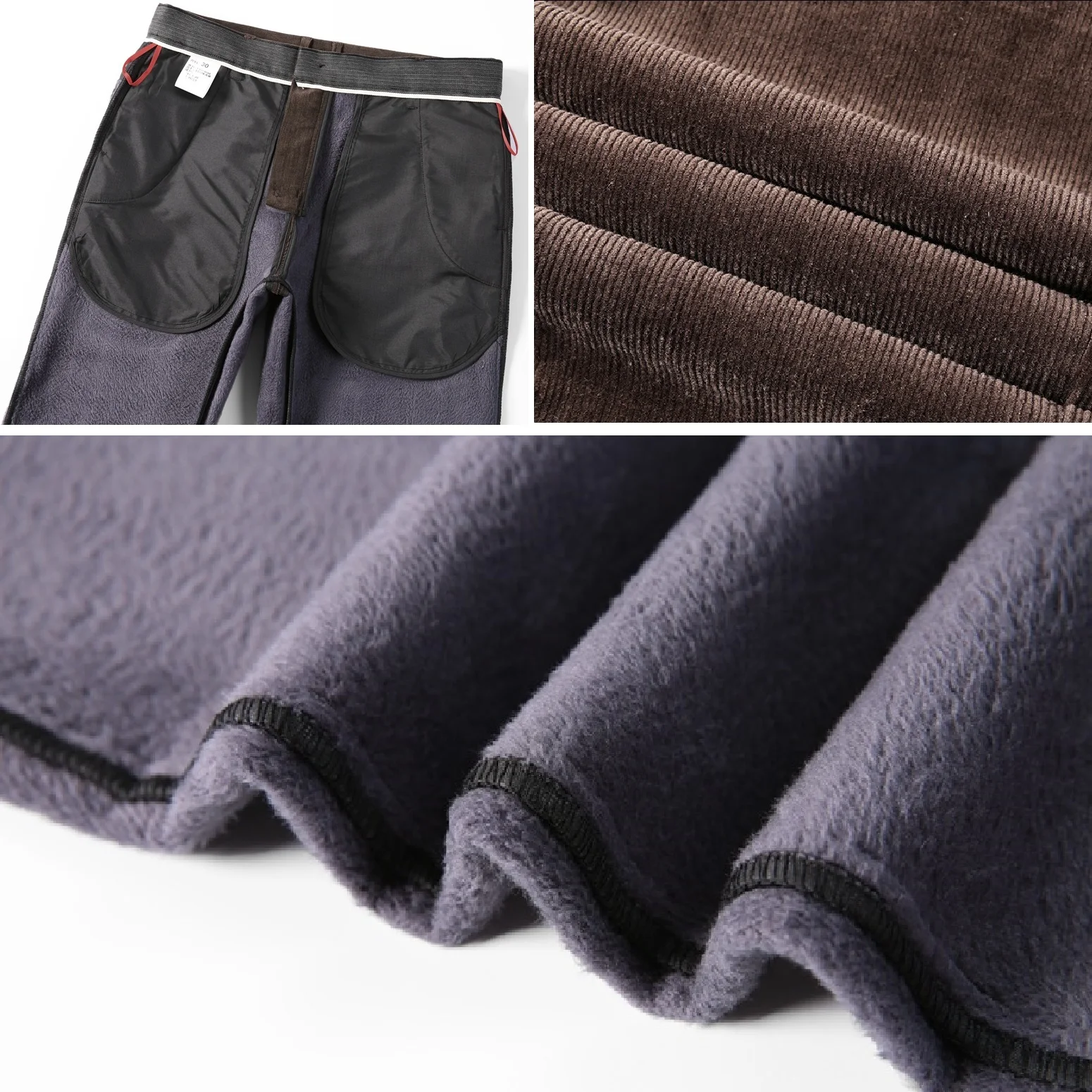 

Men's Winter Pants Thick Cotton Fleece Warm Zipper Pocket Black Brown Pants Male Straight Trousers Stretch Casual Corduroy Pants