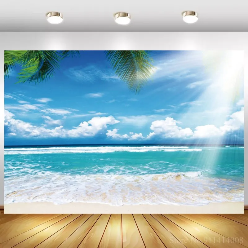 С оригинальным изображением тропического пляжа и фон для фотосъемки с моря