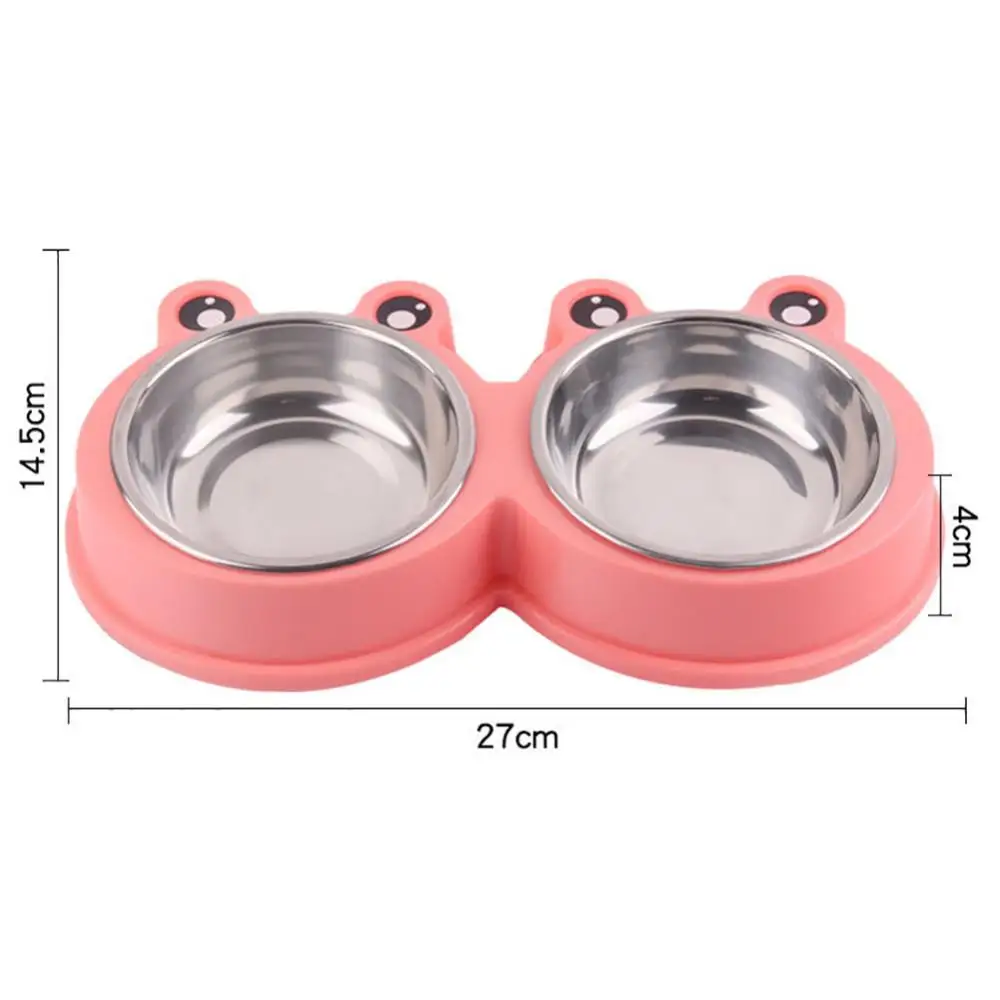 

Cute Frog Shape Pet Bowl Food Water Container Stainless Steel Double Layers Dog Cat Feeder Pet Supplies