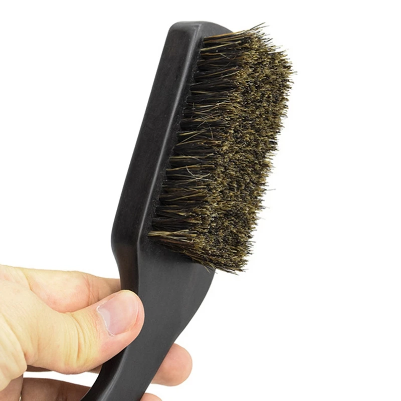 

New Boar Bristle Beard Brush for Men Pro Wave Brush Curved 360 Waves Duet Hybrid Hair Brush