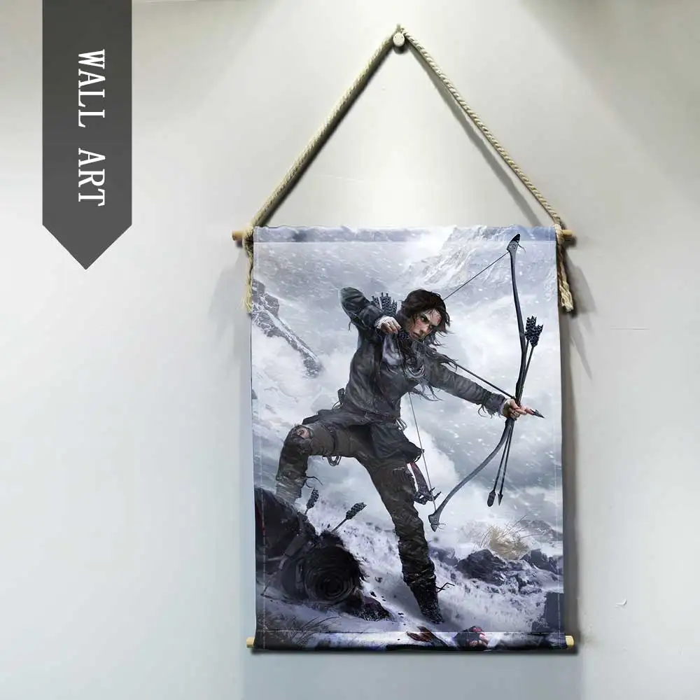 Rise of The Tomb Raider гостиная картина для декора комнаты настенное Искусство современной плотной древесины хлопковая нить подвесной вал прокрутки живопись - Цвет: 4