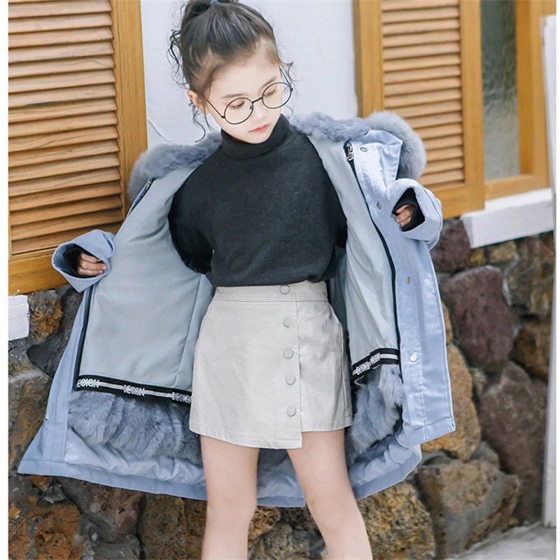 

Girls Baby's Kids Coat Jacket Outwear 2021 Fur Plus Velvet Thicken Warm Winter Autumn Top Cotton Teenager Fleece Children's Clot