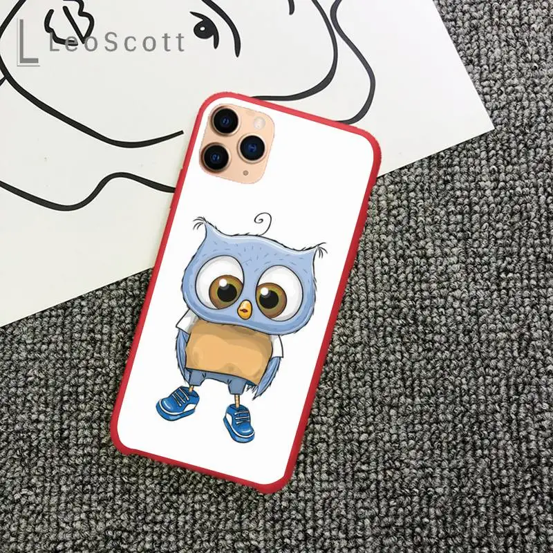 

Cute Owl cartoon Phone Case Candy Color for iPhone 11 12 mini pro XS MAX 8 7 6 6S Plus X 5S SE 2020 XR