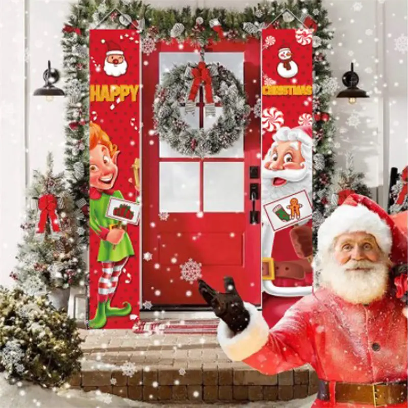 

New Christmas Door Decoration Couplet Outdoor Christmas Decoration Couplet Christmas Front Door Banner Holiday Supplies Pendant
