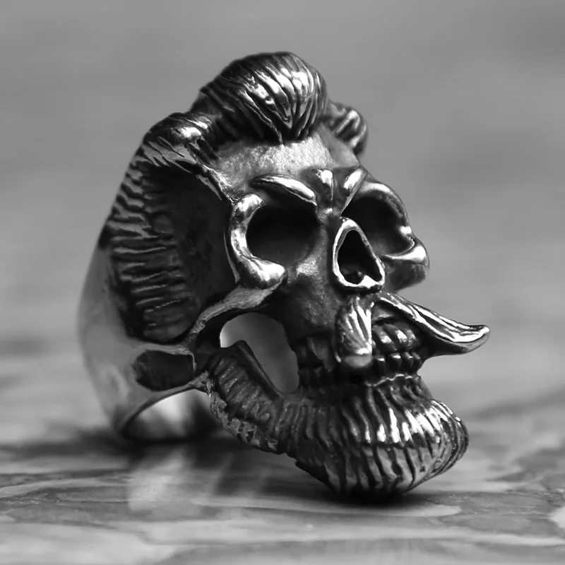 Старинные джентльмен борода череп кольцо для мужчин Прохладный нержавеющая