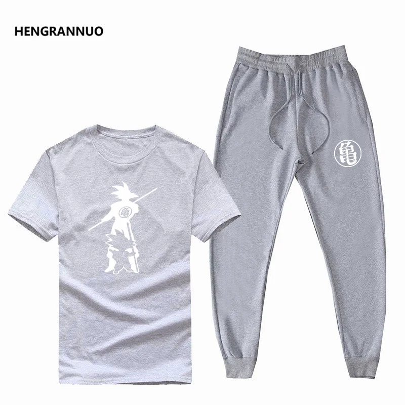 Новые хлопковые футболки с коротким рукавом и штаны модные комплекты рисунком из