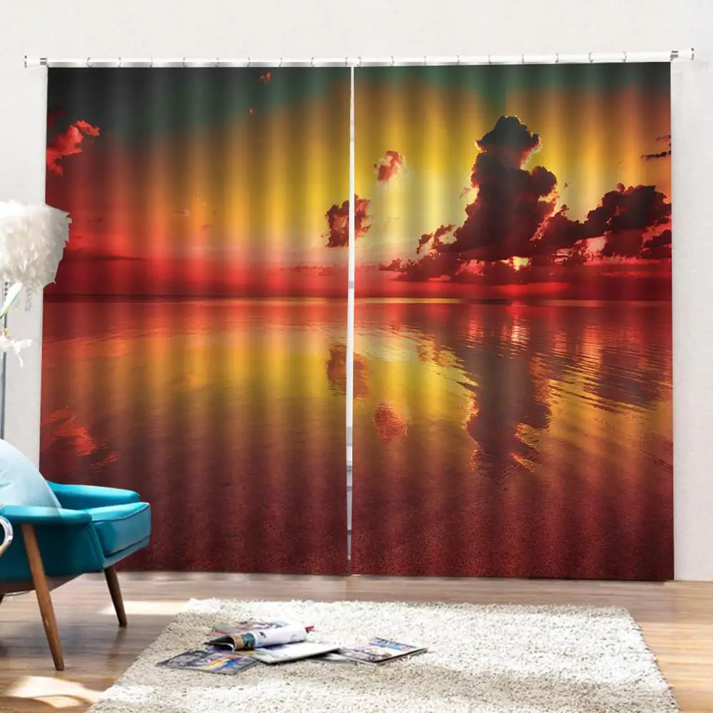 

sunset lake sky curtains Luxury Blackout 3D Window Curtains For Living Room Bedroom Customized size Drapes Cortinas