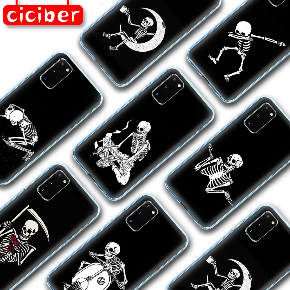 Мягкий ТПУ чехол с забавным черепом для Samsung Galaxy S10 S9 S8 S7 S20 Plus Ultra S10e A50 A51 A71 A70 A20 A10 A40