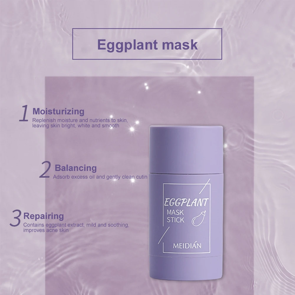 

Green Tea Deep Cleansing Mud Mask Oil Control Anti-Acne Eggplant Solid Masks Purifying Clay Stick Mask Moisturizing Skin Care
