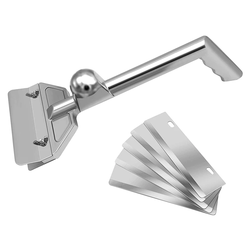 

Large Aluminum Alloy Griddle Scraper With 6 Blades Heavy Duty BBQ Grill Cleaning Scraper Pizza Oven Clean Tool