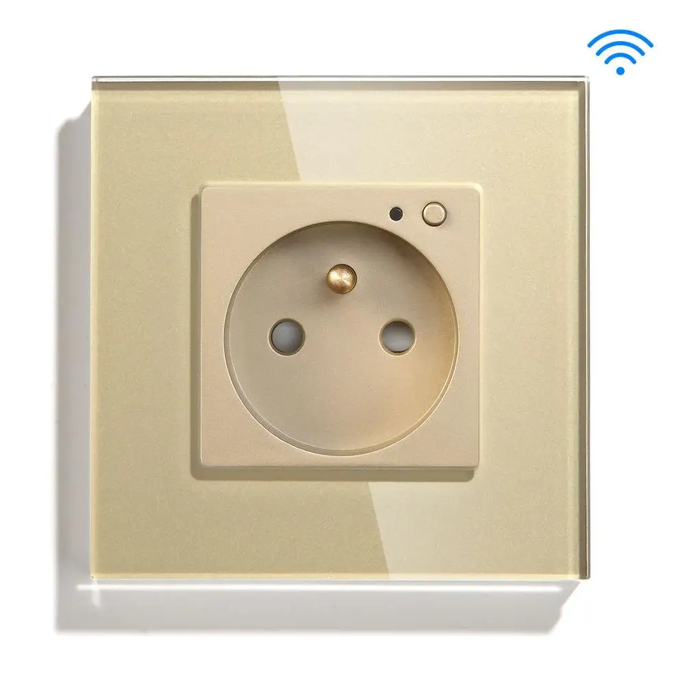 Gloden Wall Socket BSEED FR настенная розетка настенная Высококачественная стеклянная кристальная панельная розетка умная французская розетка с wifi розетка белый черный золотой - Тип: Gloden Wall Socket