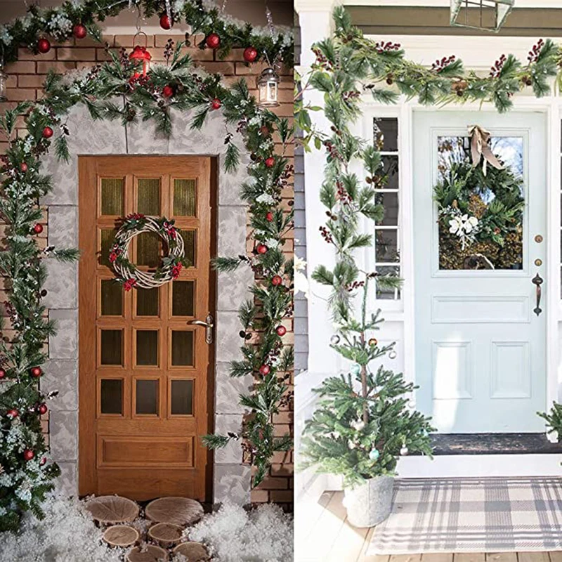 

Рождественские украшения, украшение для дома, венок, иглы для снега, клюквы, мини-венок из сосны, Рождественский венок, шнурок для лозы