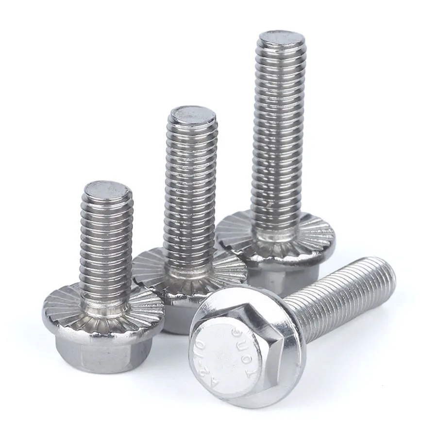 

1-10Pcs M5 M6 M8 M10 M12 Hexagon Head Flange Bolts Stainless Steel Series Flange Bolt With Thicken Tooth Anti-slip Screw