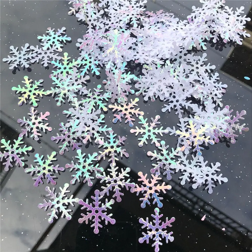 

100/200/300Pcs Christmas Snowflakes Confetti Artificial Snow Xmas Party Xmas Tree Ornaments Home Decor Colorful Glitter