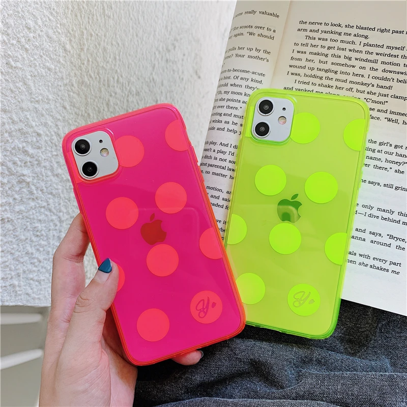 Модный флуоресцентный желтый прозрачный волнистый чехол для телефона Iphone 11 Pro Max X