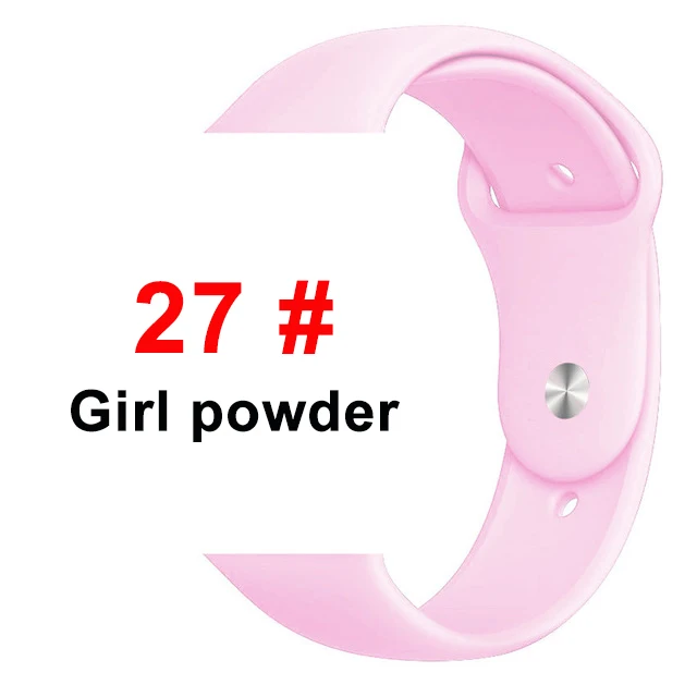 Спортивный мягкий силиконовый ремешок для Apple Watch, ремешок 44 мм, 40 мм, серия 5, 4, браслет для часов iWatch, ремешок 38 мм, 42 мм, 3, 2, 1, аксессуары - Цвет ремешка: 27 Girl powder