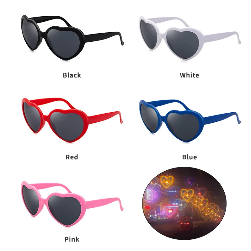 

Heart Effect Glasses Women PC Frame Light Change At Night Love Image Sunglasses Colorful Party Supplies Gift