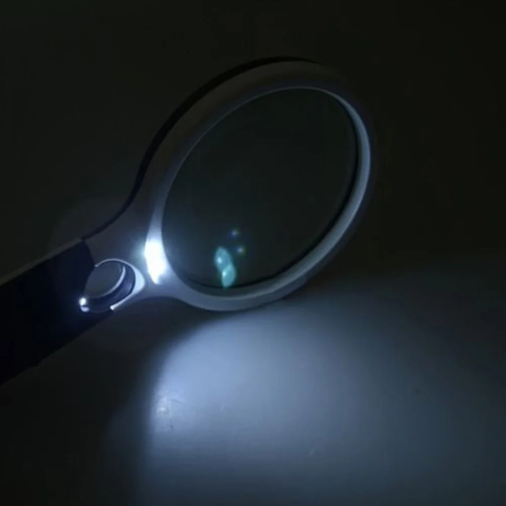 

45X 3 LED Light Handheld Magnifier Reading Map Newspaper Magnifying Glass Jewelry Loupe For Old Glass Lens Jewelry Loupe