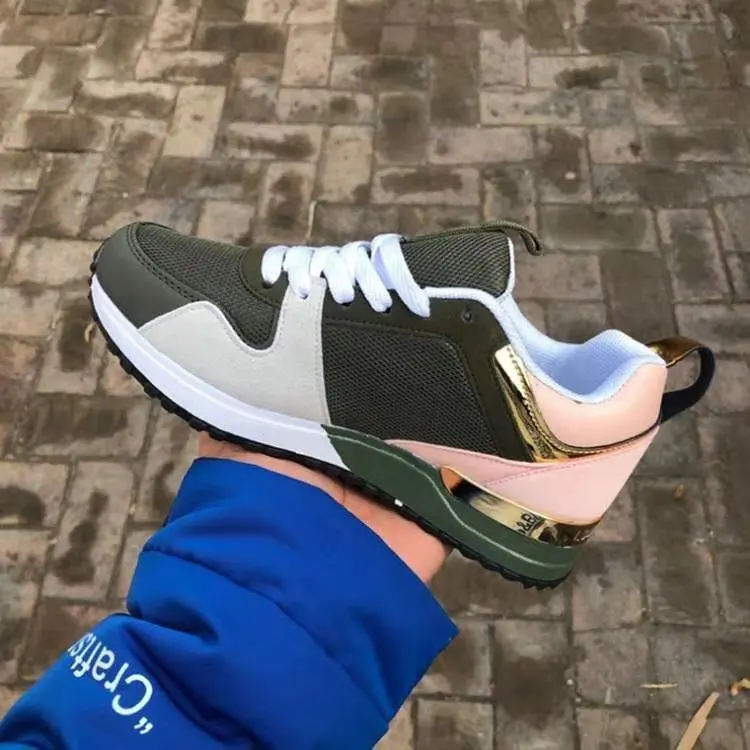 

Women's Sports Shoes Mesh Breathable Shock Absorbing Sports Shoes 2021 Thick Bottom Lace-up Running Shoes Non-slip Casual Shoes