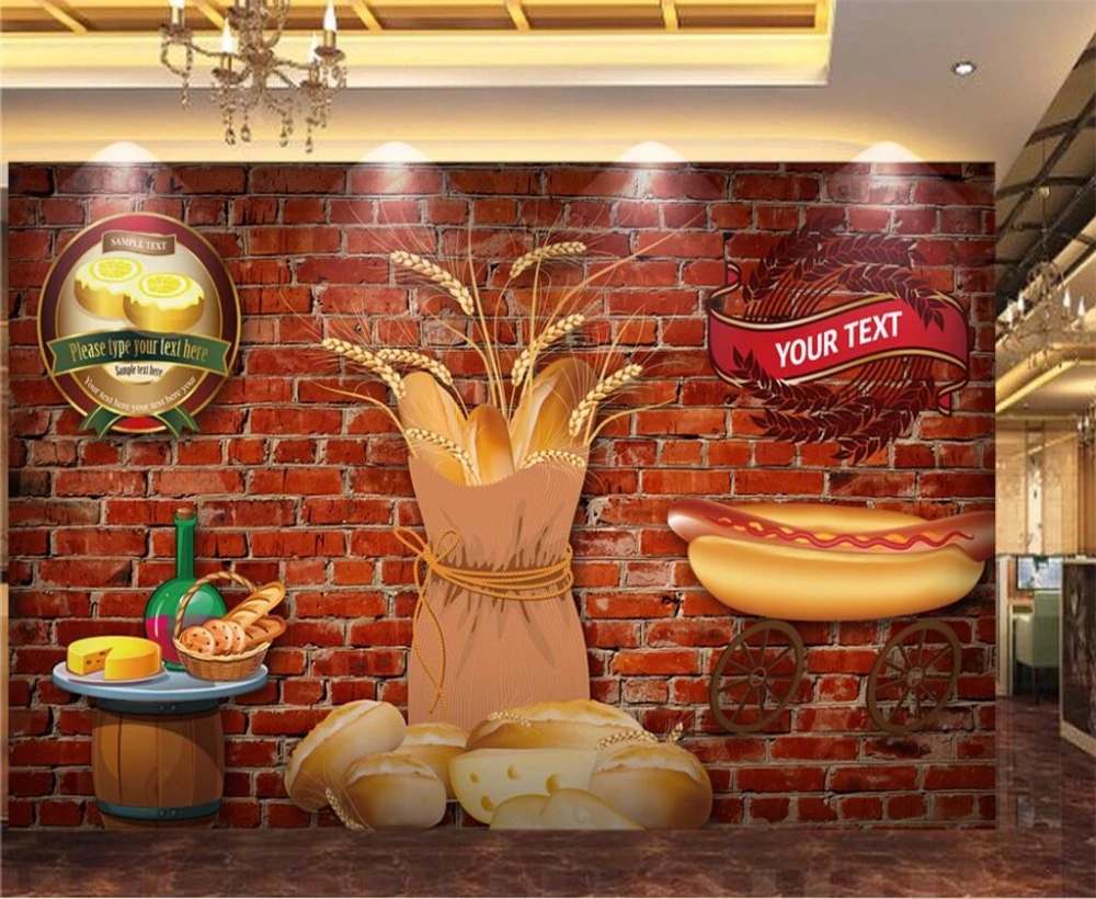 Большой заказ обои 3D кирпичная стена хлеб западный ресторан ручной работы HD