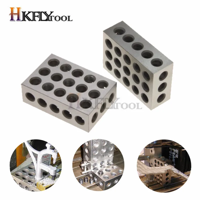 

2pcs/set Hardened Steel 25-50-75mm Blocks 0.0001" Precision Matched Machinist 123 Milling Tool 23 Holes 1-2-3" block gauge