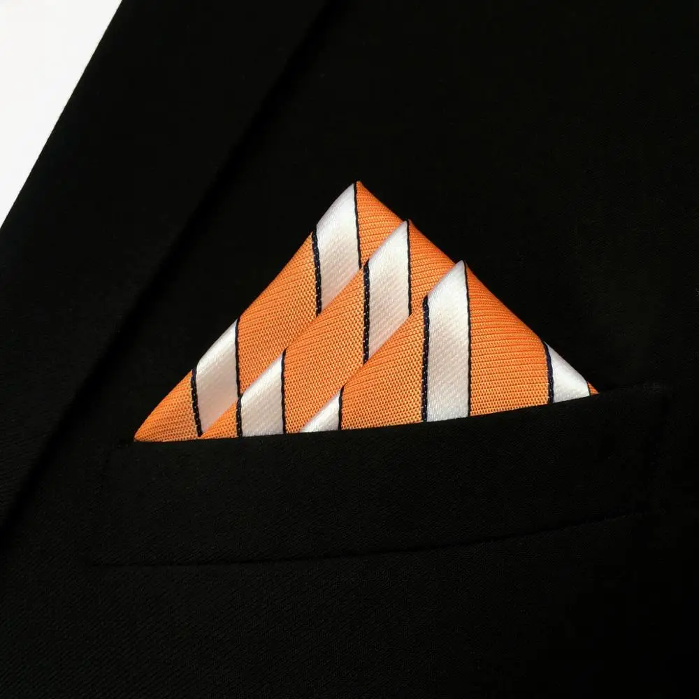 FH26 оранжевый белый полосатый Карманный квадратный модный платок для свадьбы Hanky |