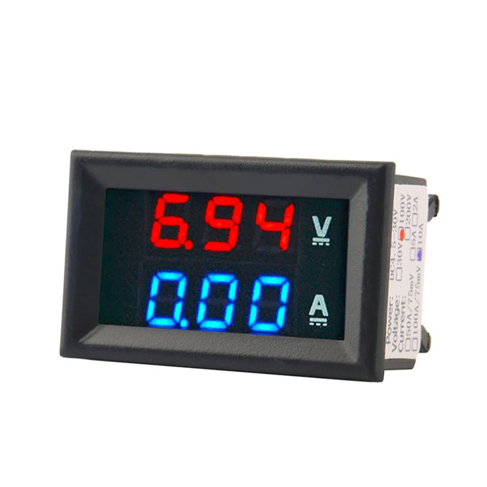 High Quality DC 100V 10A Voltmeter Ammeter Blue + Red LED Display Amp Dual Digital Volt Meter Gauge Current Detector | Инструменты