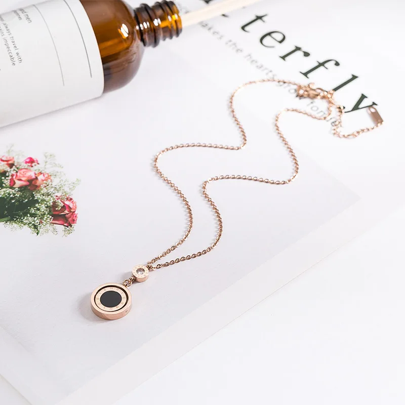 Новинка 2019 распродажа двустороннее ожерелье из титановой стали с кристаллами