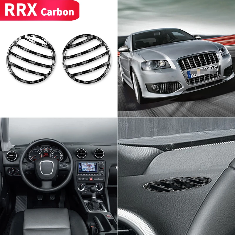 

RRX Car Defogging Tuyere Frame Trim Cover Outlet Dashboard Real Carbon Fiber Sticker Car Accessories For Audi A3 S3 8P 2006 2007