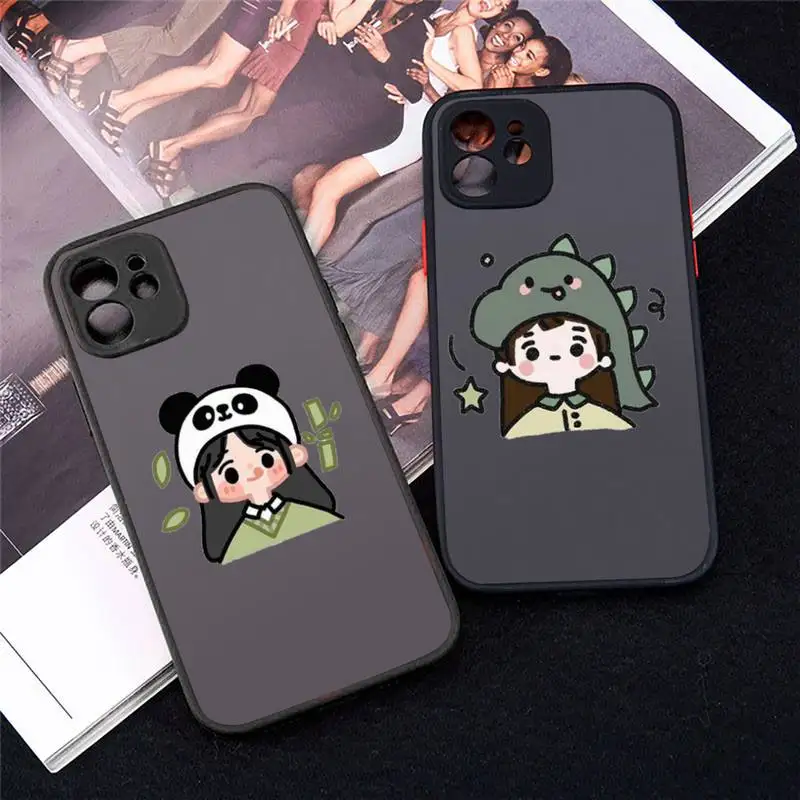 

Cute manga girl Phone Case For iPhone 12 11 Mini Pro XR XS Max 7 8 Plus X Matte transparent cover